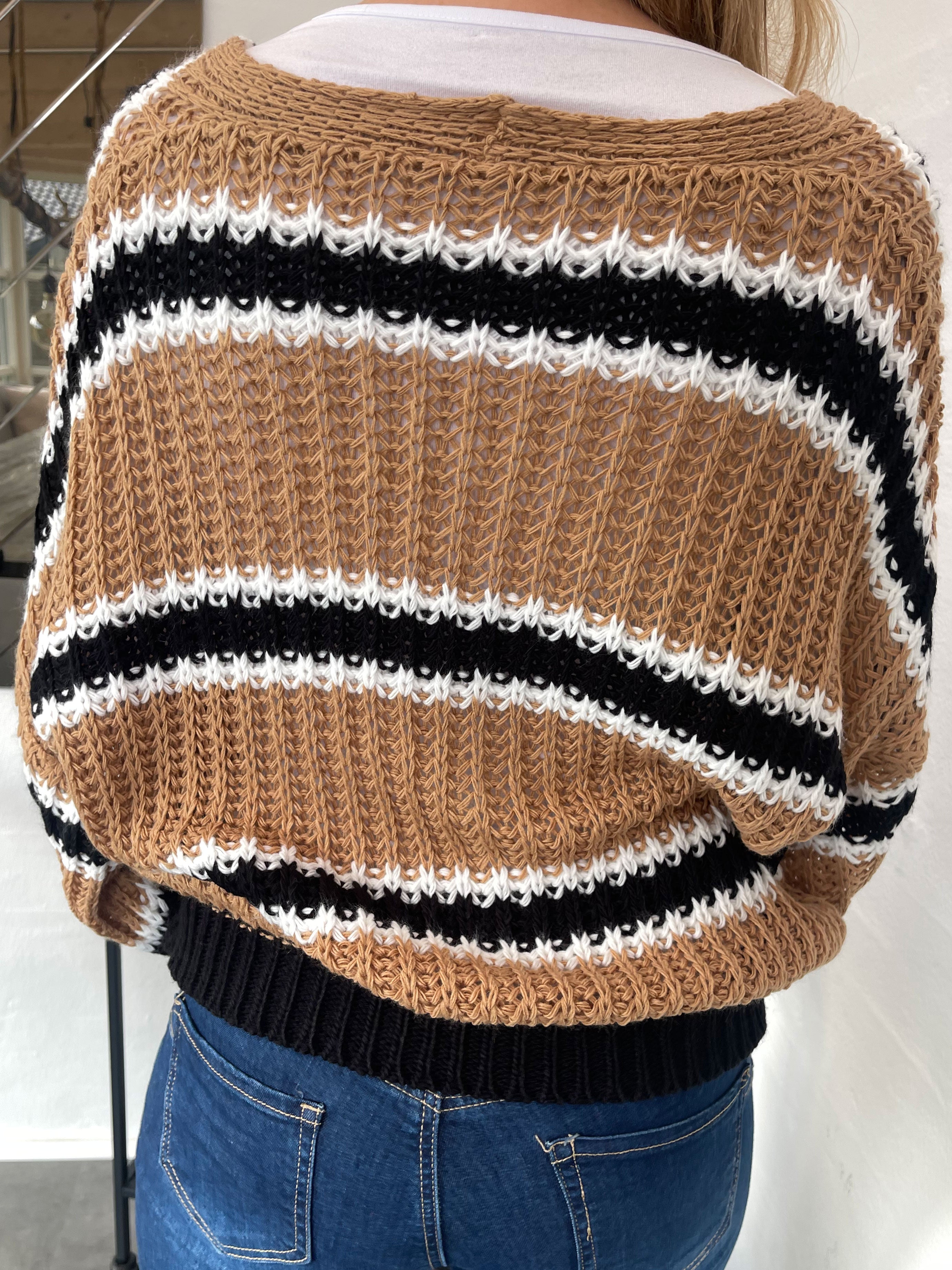 Noelia - Kort stickad kofta med ränder